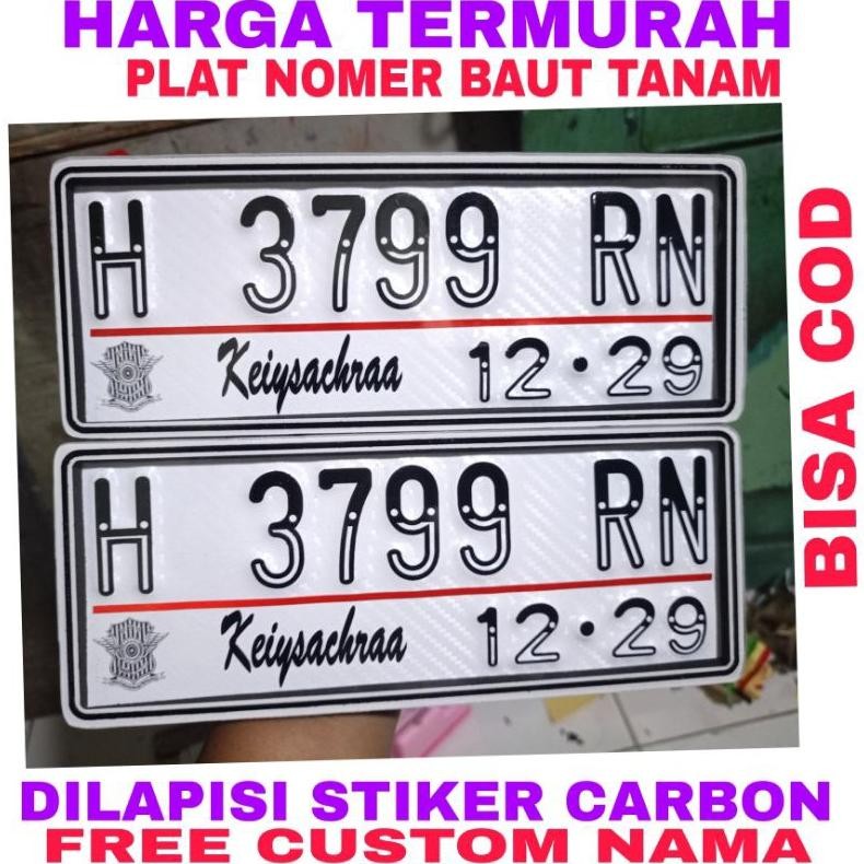 plat nomor motor aklirik custom carbon baut tanam kecil