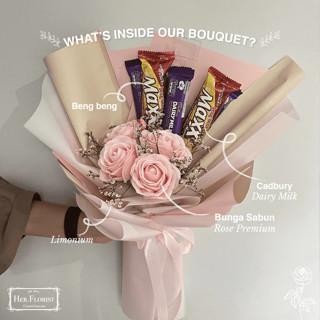 

ES HER.FLORIST [SNACK] Buket Snack Besar uk 50CM | Bucket Bunga Sabun, Dried Flowers & Snacks Rose Kado