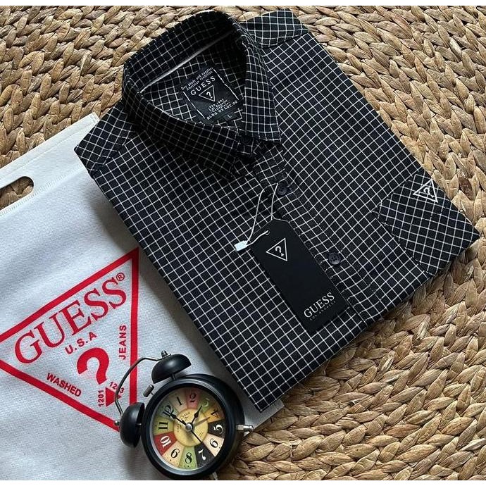 Kemeja Formal Guess Original Kantor Pria Lengan Pendek / Kemeja Ganham Pria Full Catton / Kemeja Ker