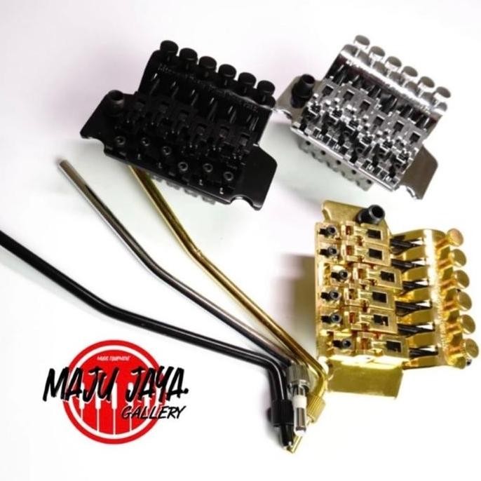 tremolo saddle bridge gitar elektrik updown floydrose floyd rose hitam chrome gold set