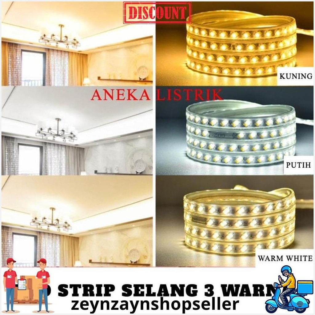Lampu Led Strip Selang 3 Warna 5730 Smd Ac 220V Double Led Outdoor And Indoor (1M-100M) Lampu Plafon