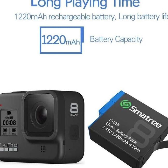 Smatree Battery For Gopro Hero 8 Hero 7 Hero 6 Hero 5 Hero8 Hero7 Hero6 Hero5 Bla Kamera Camera Acti