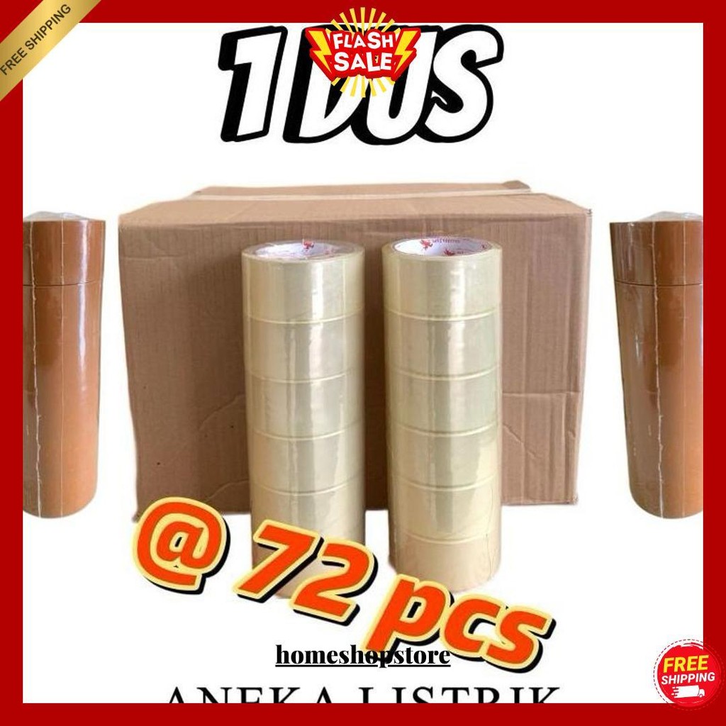 

45Mm*90Y 1 Dus Isi 72Pcs Murah Super Lakban Bening Dan Coklat Tape Gratis Ongkir