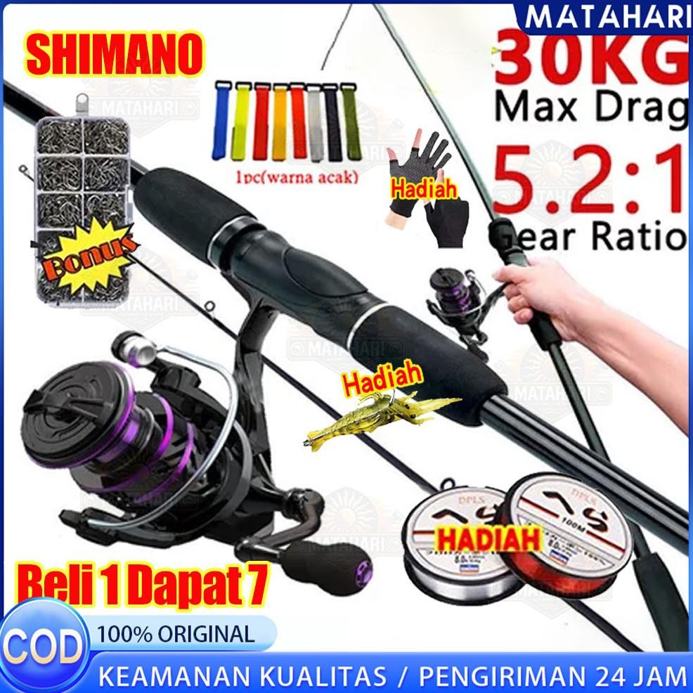 TERMURAH satu set reel pancing Reel Pancing Murah Kuat Power 1.65M/1.8M/2.1M Joran Pancing Reel Panc