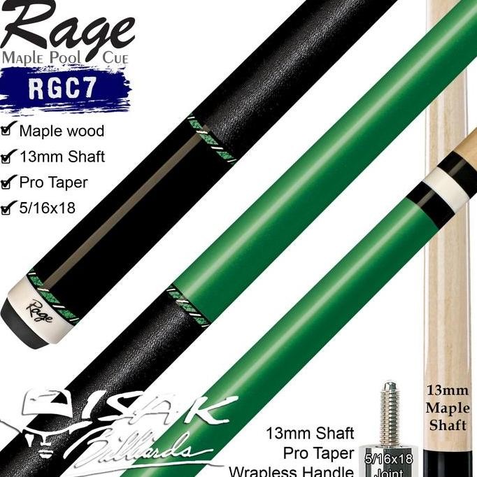 Rage RGC7 Pool Cue - 13 mm Maple Billiard Stick Stik Biliar Players