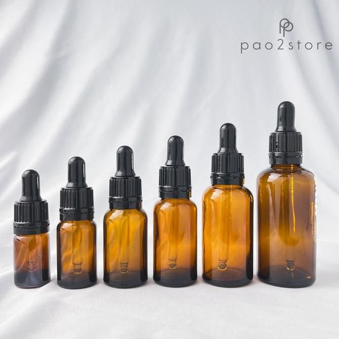 Botol Pipet Kaca Tebal Amber Coklat - Pipet serum