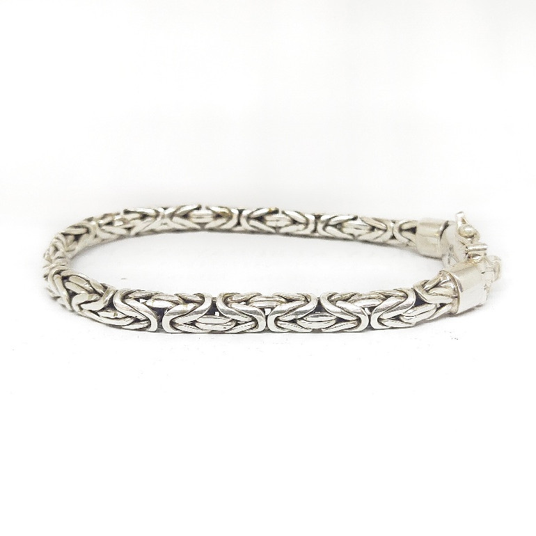 Gelang Bracelet Perak Silver Bali Asli 925 Rantai Borobudur Pipih Wanita Pria Elegan Custom Keren