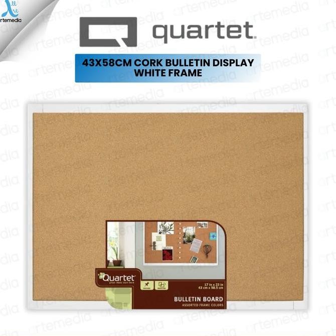 

TERLARIS - Quartet Cork Bulletin Board White Frame 17"x23" Papan Pengumuman, Memo Dinding, Papan Display Foto, Papan Dinding Serbaguna (Papan Gabus) 43x58cm