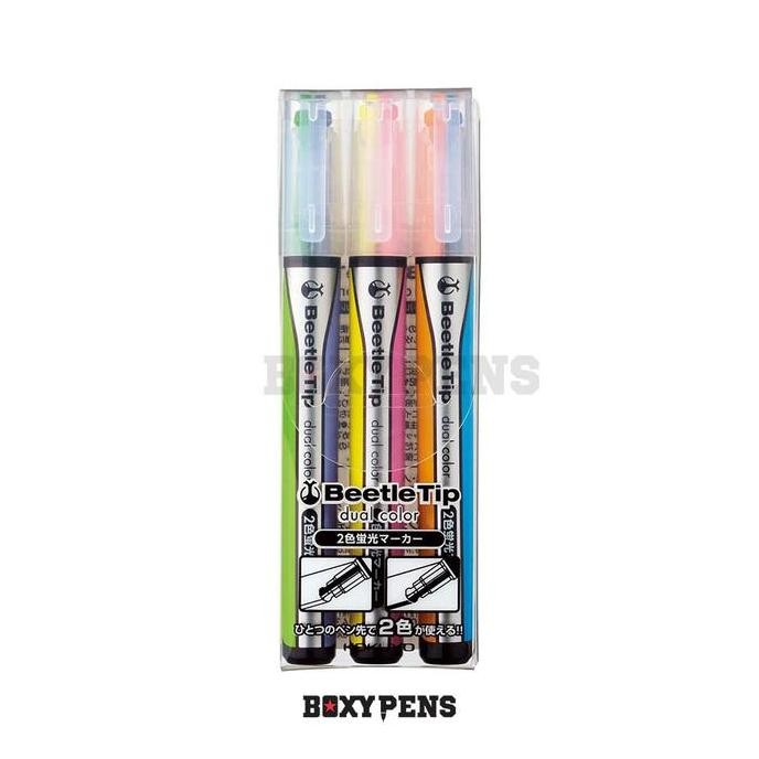 

TERBARU - Kokuyo Beetle Tip Dual Color Highlighter - 3 Color Set