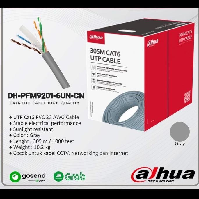 Kabel lan Dahua UTP CAT 6 Tembaga Murni 305 meter