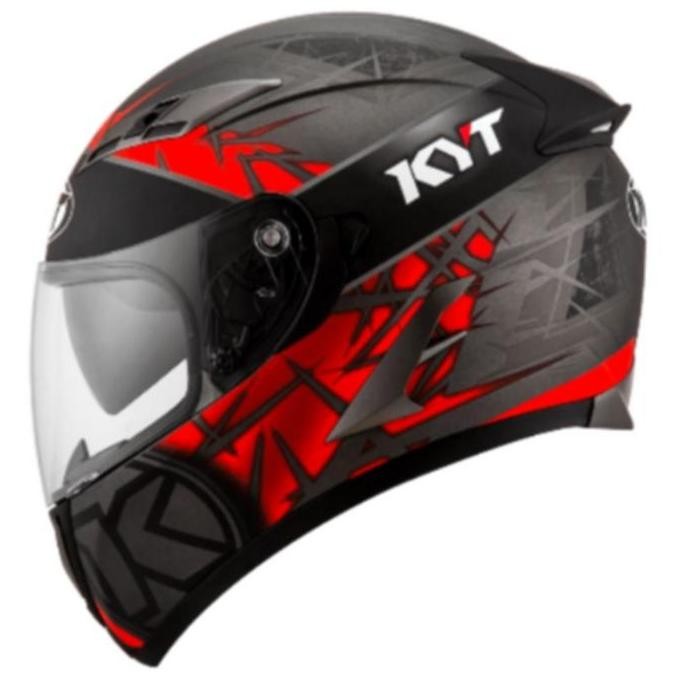 HELM KYT FALCON FR SPIKE - GUNMETAL DOFT/RED FLUO