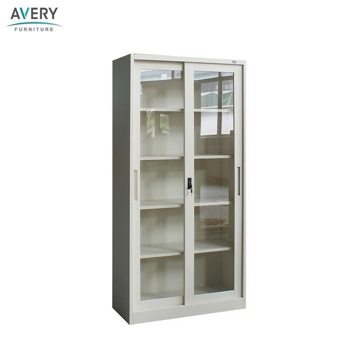 Avery - AVP004 - Steel Cabinet / Lemari Besi Sliding dengan Kaca