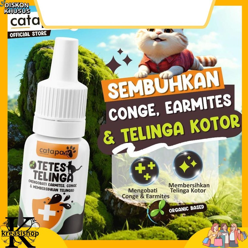 Bebas ongkir CATAPAW Tetes Telinga Kucing Mengobati Earmites Conge Gatal Infeksi Pembersih Kuping Co