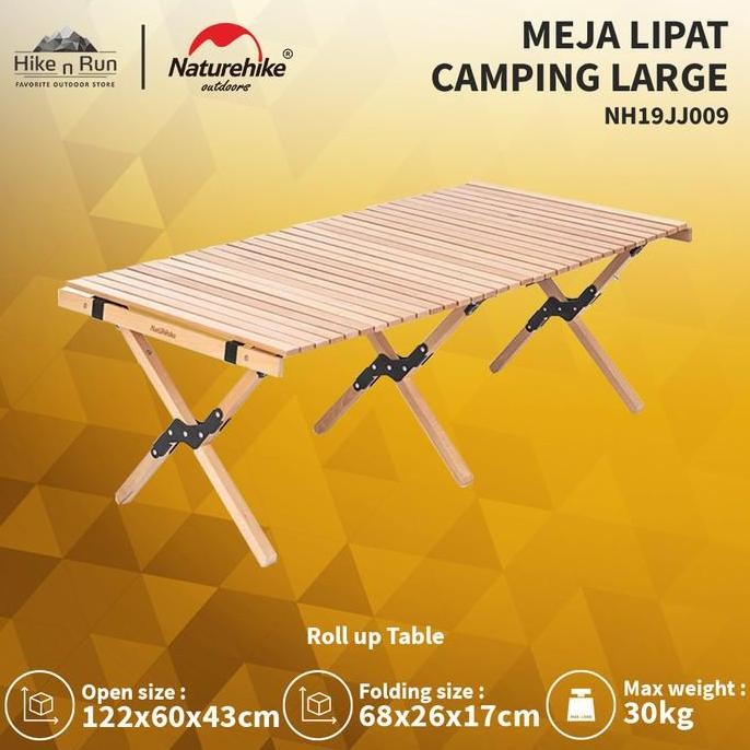 Meja Lipat Naturehike NH19JJ009 Portable Wood Roll Table