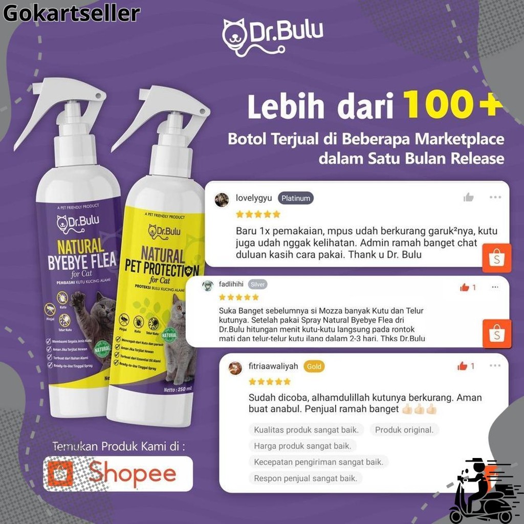 Termurah Dr.Bulu - Natural Bye Bye Fleas For Cat - Pembasmi Kutu Kucing Alami, Obat Kutu Kucing Hami