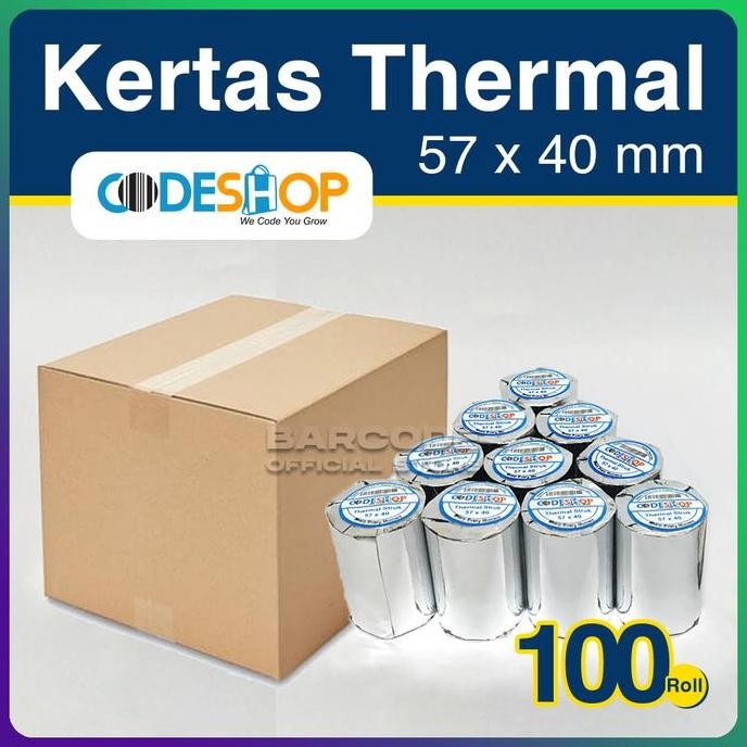 

TERBARU - Kertas Thermal Codeshop 57x40 mm 1 Dus Isi 100 Roll