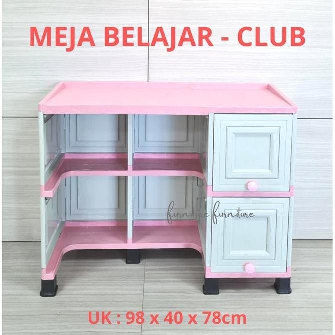 MEJA TULIS CLUB SOHO MEJA BELAJAR ANAK PINK MINIMALIS PUTIH - SOHO-I PINK