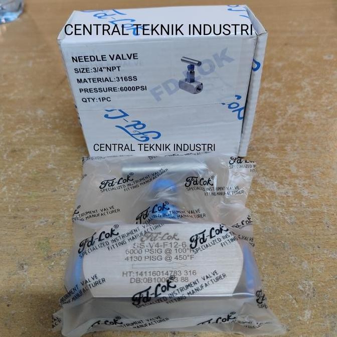 Needle Valve Stainless 316/6000Psi Fd-Lok  3/4" Inch Hemat