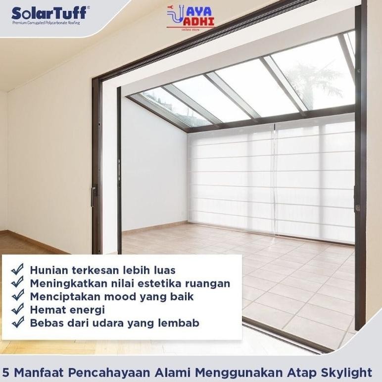 Solartuff 3mm CLEAR - Solar Flat Atap Bening Transparan Anti UV Polycarbonate Pengganti Kaca