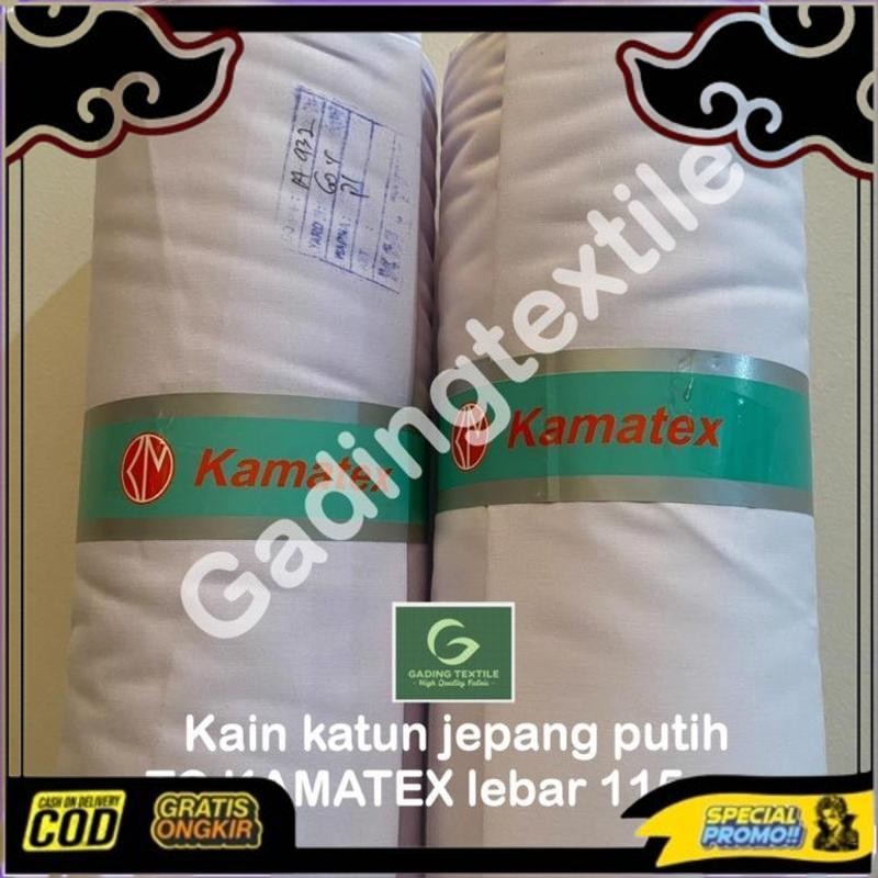 Flash Sale ( Per Setengah Meter ) Kain Tetoron Katun Putih Tc Kamatex Lebar 115 Cm Meteran Bahan Baj