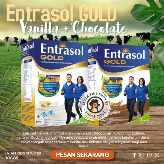 (Good) Susu Entrasol Gold Vanila Dan Coklat 600 gram Untuk Menjaga Kesehatan Tulang Dan Daya Tahan T
