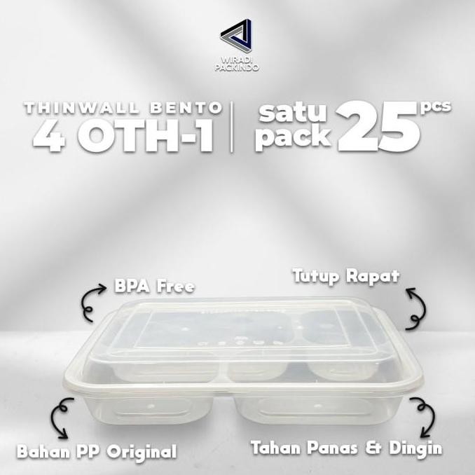 (Good) Kotak Makan Plastik 4 Sekat Dome / Thinwall Bento Sekat 4 Dome