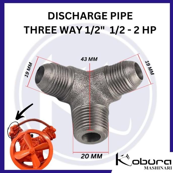 Discharge Pipe Three Way 1/2" 1/2-2hp