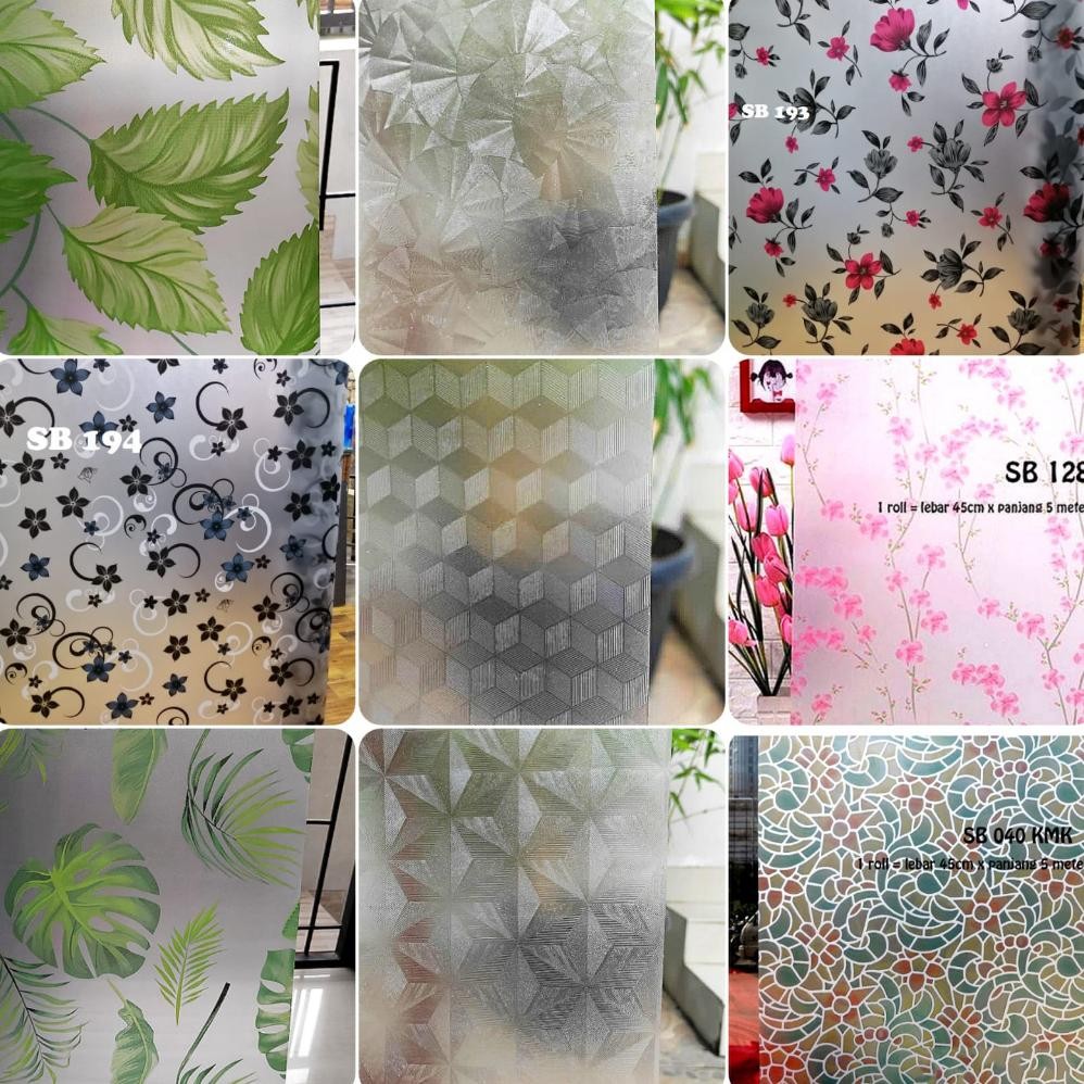 ACH - STIKER KACA BAMBU STIKER KACA BUNGA STIKER KACA 45CM X 5M STIKER KACA LEM RAKEL SANBLASTING ST