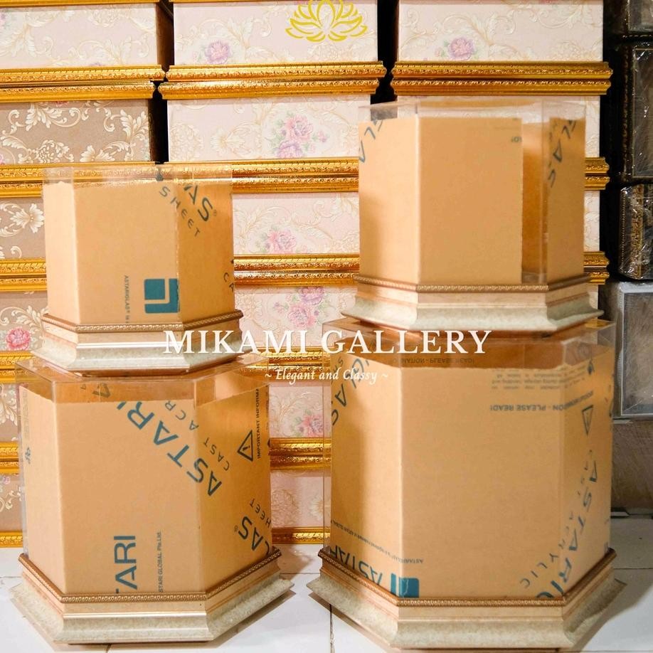 Hantaran Akrilik Segienam Kotak Akrilik Hexagonal Akrilik Hexagonal Baki Picasso Fullset
