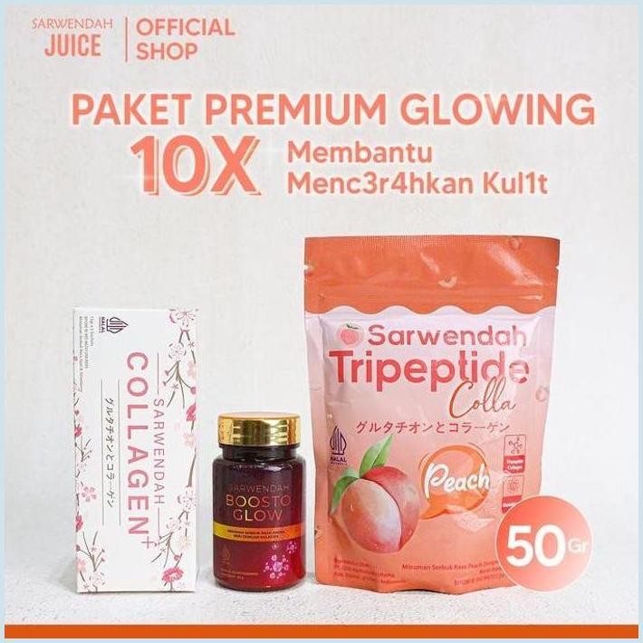 NEW [ SARWENDAH ] PAKET PENCERAH & GLOWING BPOM  [ BOOSTOGLOW + COLLAGEN JAPAN + COLLAGEN PEACH ] TE