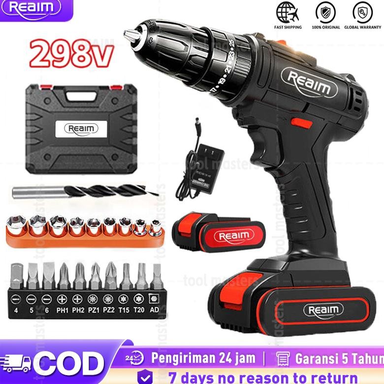 Promo Xtra Pjj-1621 Reaim 2 Baterai Impact Cordless Drill Mesin Bor Untuk Tembok Beton Mesin Baterai