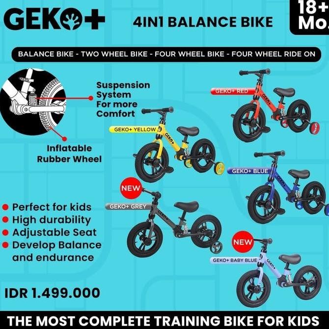 Geko+ 4 in 1 balance bike sepeda anak murah