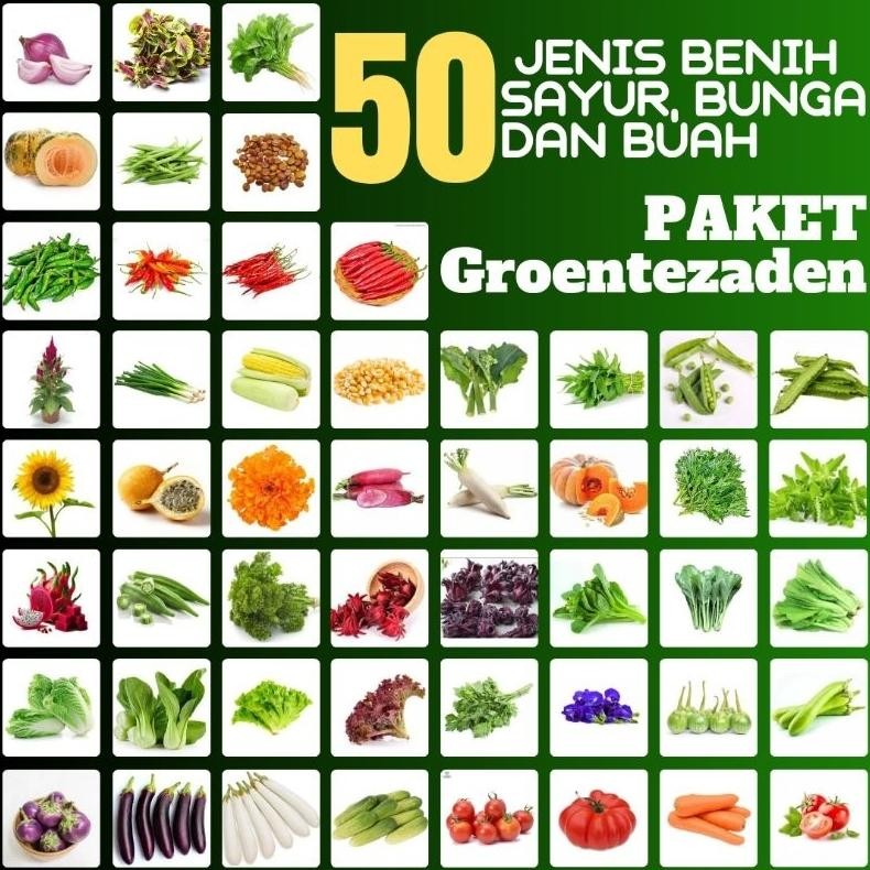 Promo Cod Paket 50 Jenis Benih Bibit Biji Sayur, Bunga Dan Buah ...