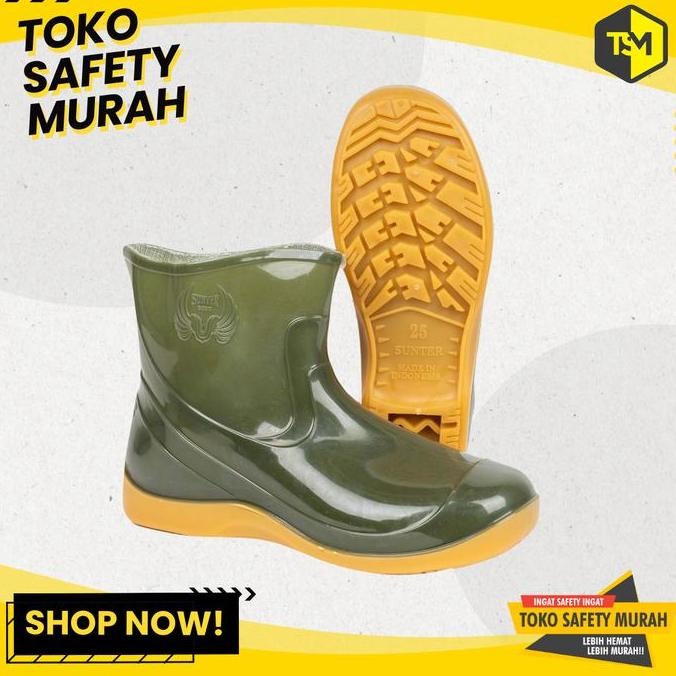Sepatu Boot Boots Karet Pendek Fashion Glossy Anti Air Pria Wanita Sunter Relax