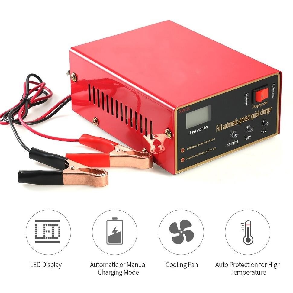 Tagcore/Charger Aki Motor Mobil/1500A/Otomatis Accu Kering Dan Basah Lead Acid/Battery Charger Auto 