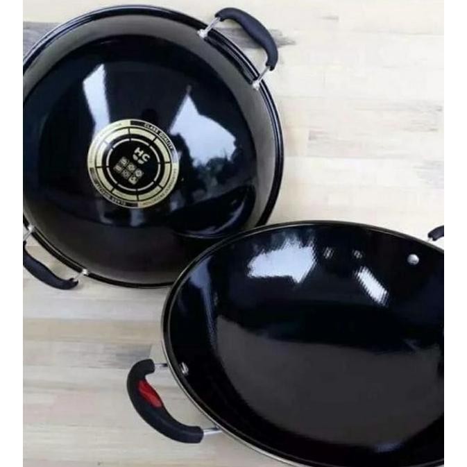 PENGGORENGAN / KUALI / WAJAN HITAM ENAMEL 40CM SUPER TEBAL 40 CM - PM