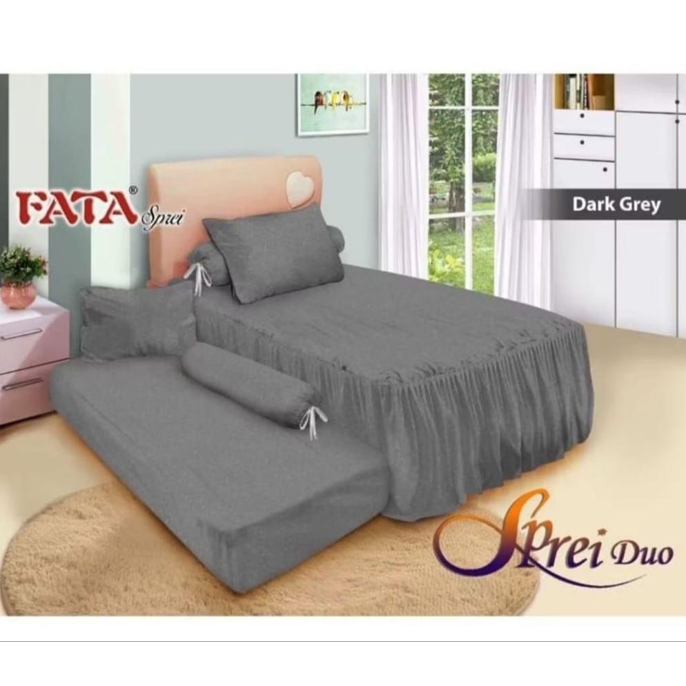 Sprei Fata Sorong 2in1 atas bawah Rumbai Polos Emboss 120x200x20 set Sarung Bantal Guling