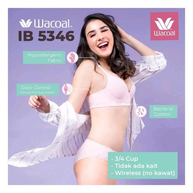 BRA WACOAL FEEL FREE WIRELESS TANPA KAWAT BRALETTE BH WANITA TANPA KAIT POLOS IB 5346 K150