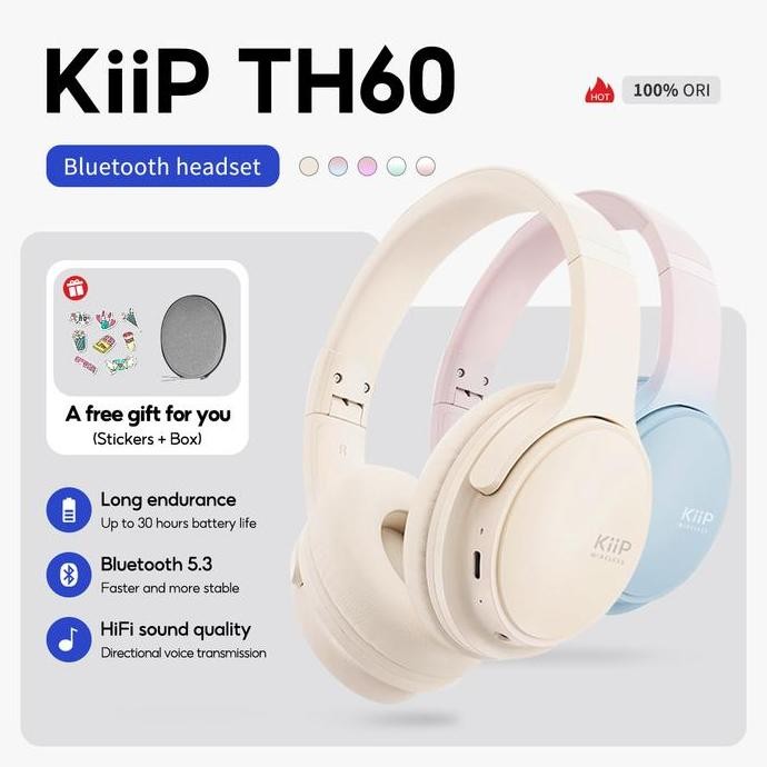Kiip Wireless Th60 Headphone Bluetooth Wireless Headset Earphone