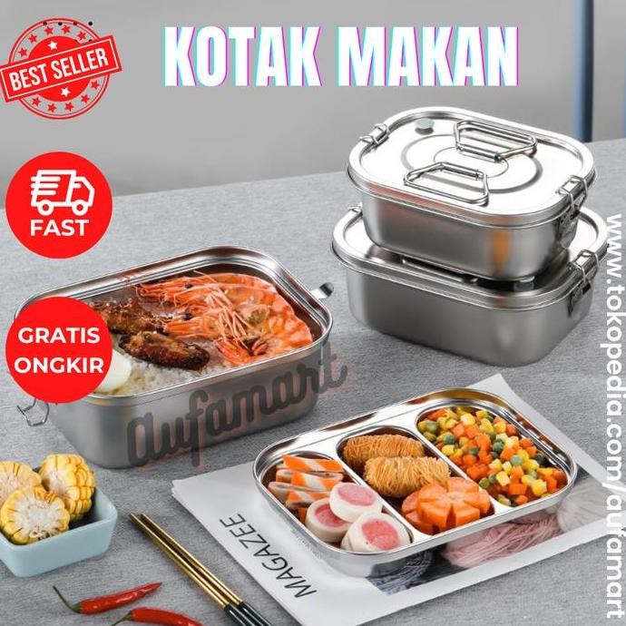 Kotak Makan Bento Lunch Box Stainless Lock n Lock Food Grade
