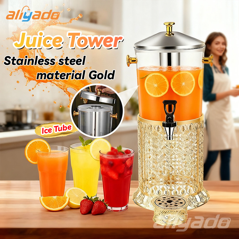Dispenser jus 8L/3L/1.5L Air Minum Jus Tower Tempat Penyimpanan Air Gold dengan Stand Gold Mewah kap