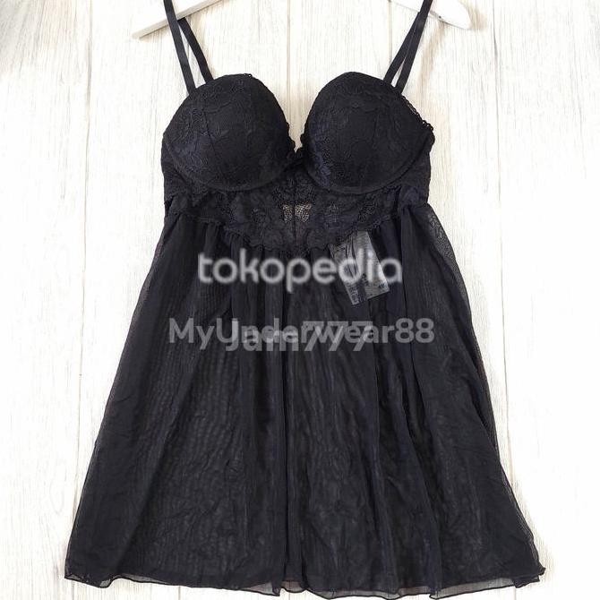 H&M LINGERI BLACK PUSH UP DRESS TIDUR SEXY (victoria secret lasenza hm