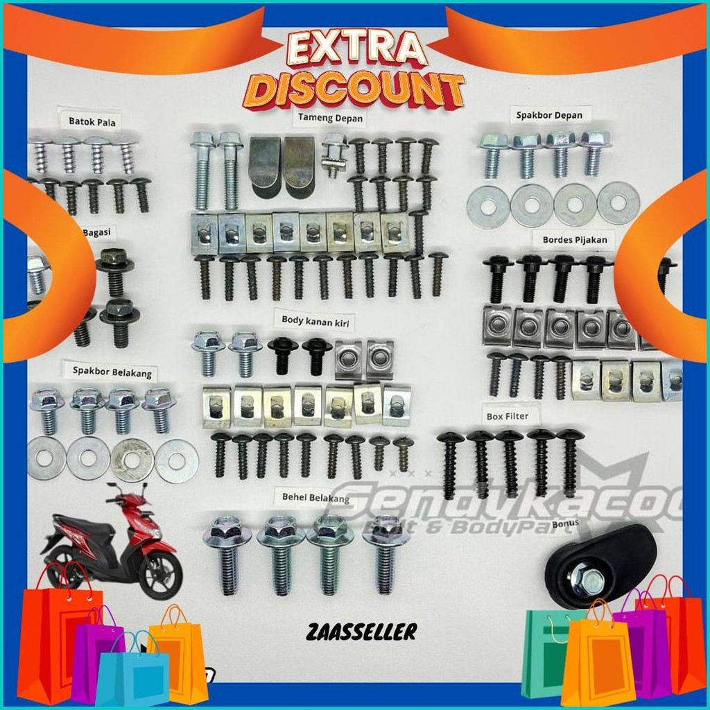 Baut Body Beat Karbu / Baut Honda Beat Karbu Full Body Terlaris