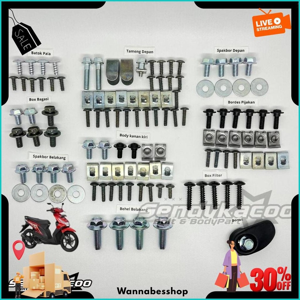 Baut Beat Karbu Full Set / Baut Honda Beat Karbu Full Body Original Produk