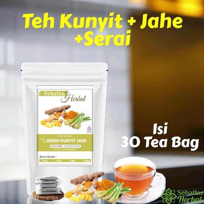 

New Kunyit Jahe dan Serai : Tumeric Ginger Lemongrass tea Isi 30 tea bag Minuman Herbal