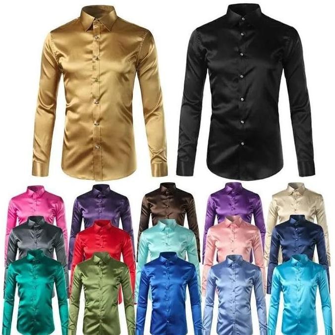 KEMEJA SATIN PRIA ukuran XS sampai JUMBO/ Kemeja Kondangan Pria DS