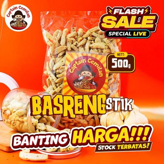 

New 500gr - Basreng stik ORIGINAL Captain cemilan Bandung food Snacks Makanan Chips Snack Goreng Pedas