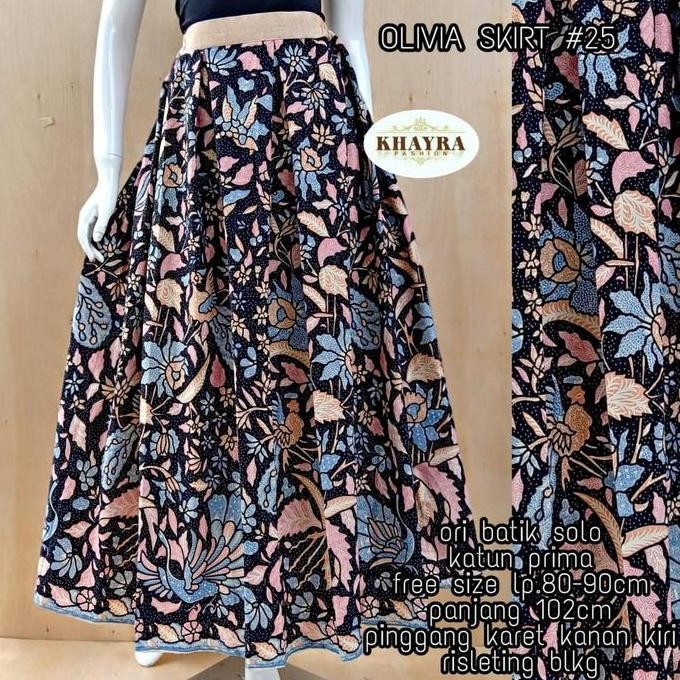 BATIK SOLO TRENDY / OLIVIA SKIRT DAUN HITAM / ROK BATIK SOLO BAHAN KATUN TEBAL / ROK BATIK MODEL KLO