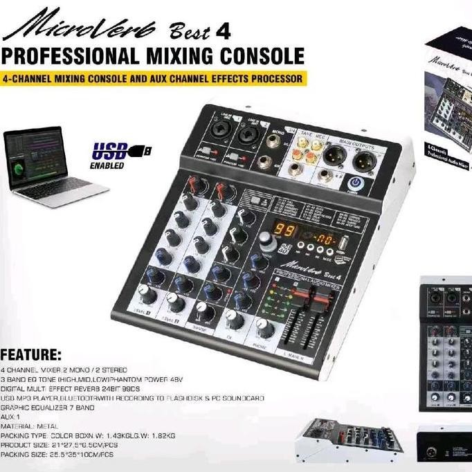 Mixer Microverb Best4 Best 4 4Ch Garansi Original
