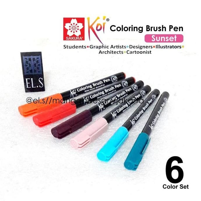 

Sakura Koi Coloring Brush Pen 6 Sunset Color Set